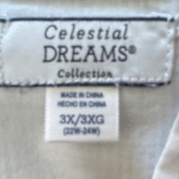 Celestial Dreams Nightgown & Robe Women's Sz 2X/3X Blue & White Floral & Checked - Picture 11 of 12